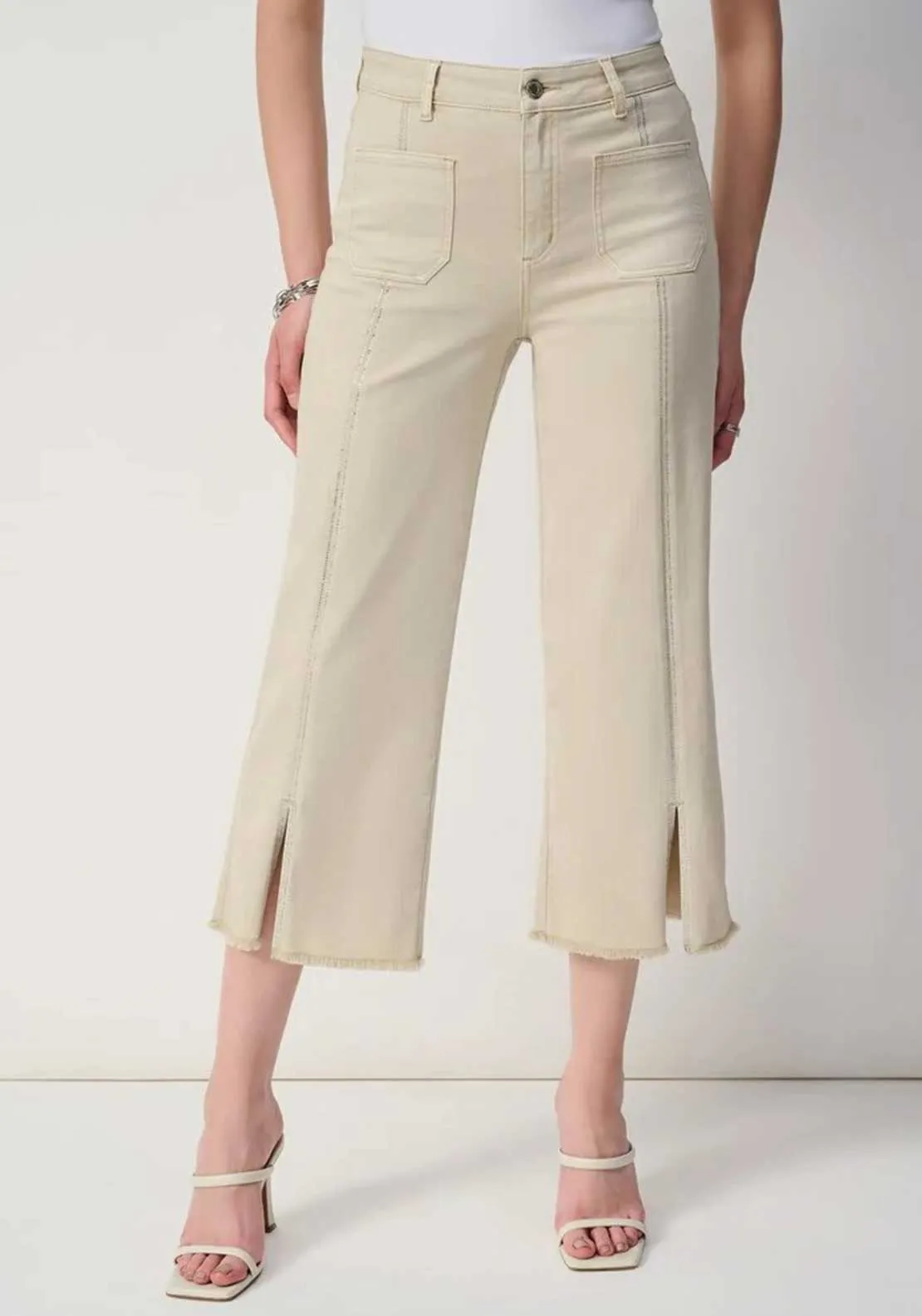 Joseph Ribkoff Embellished Culotte Jeans, Beige