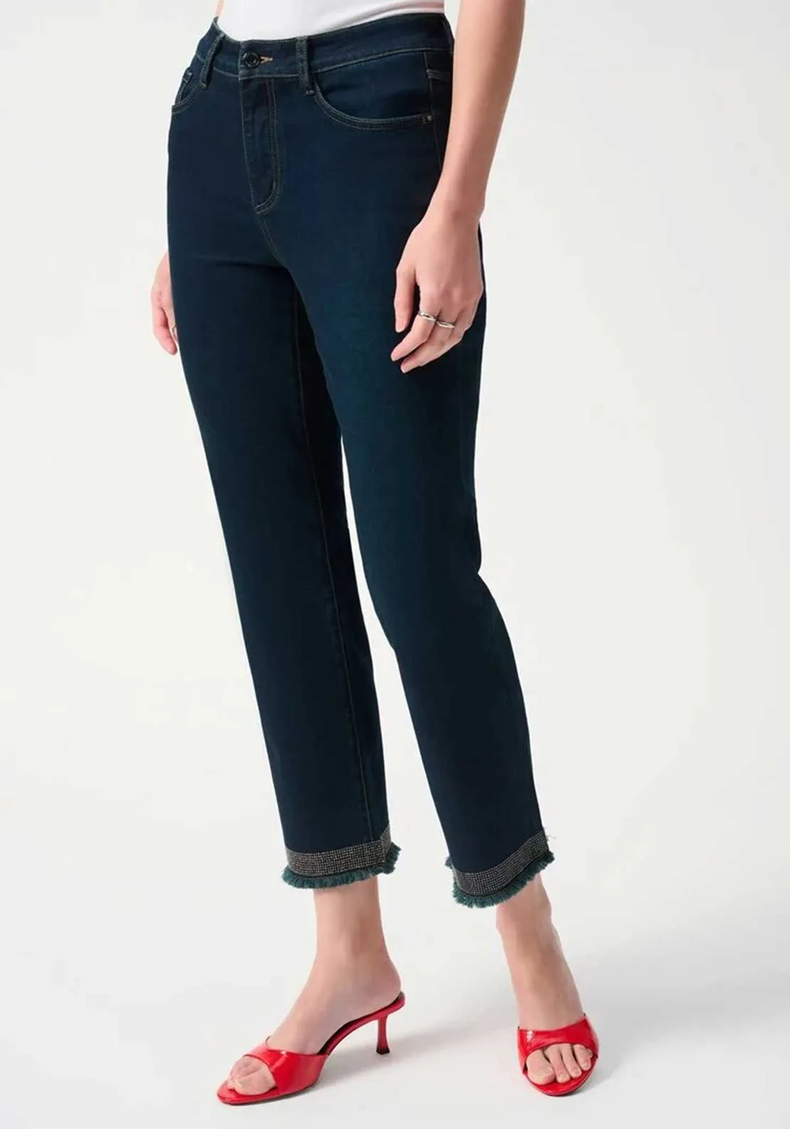 Joseph Ribkoff Embellished Straight Leg Jeans, Dark Blue