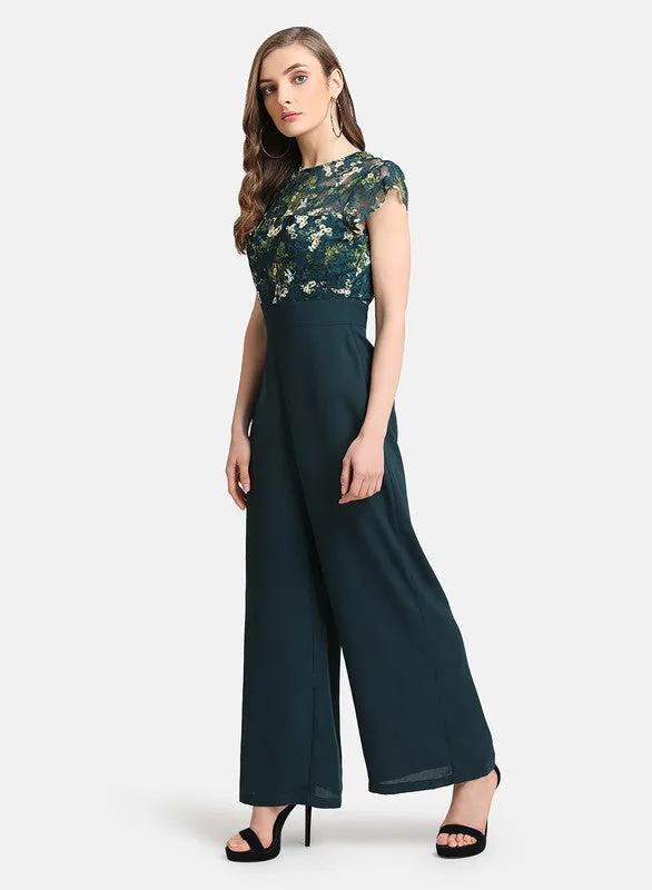 Jumpsuit With Stretch Lace Bodice