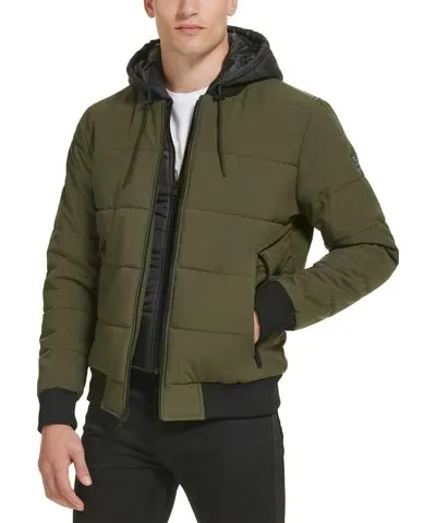 Kenneth Cole Men's Oxford Hooded Bomber Jacket