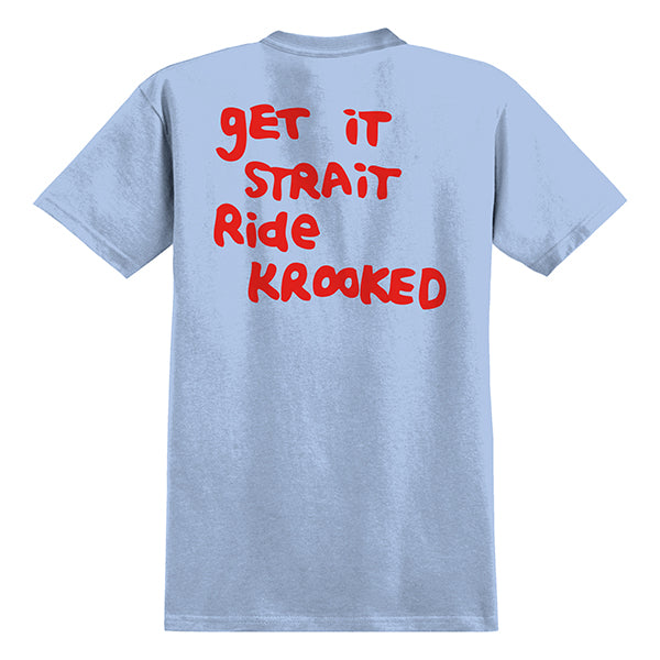 KROOKED STRAIT EYES POCKET TEE LIGHT BLUE/RED