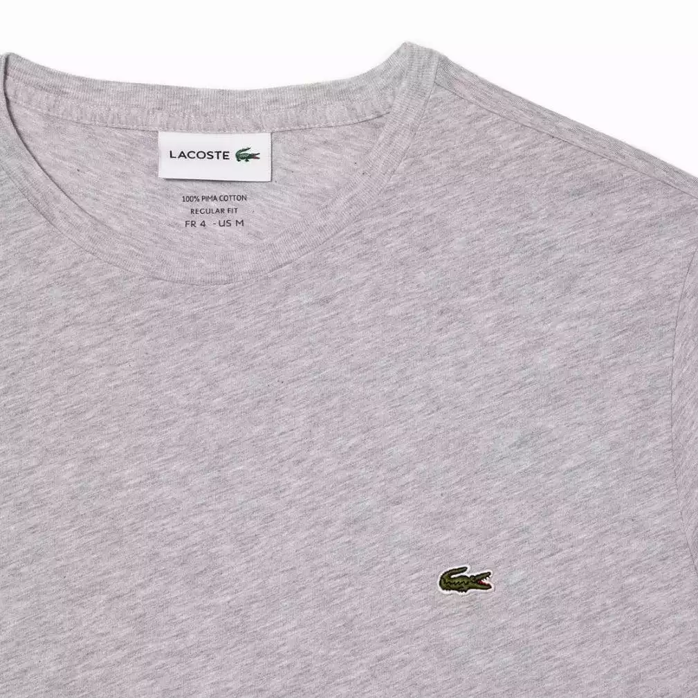 Lacoste Crew Neck Pima Cotton Jersey T Shirt (Grey Chine) TH6709-51