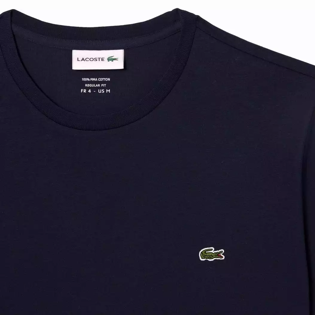 Lacoste Crew Neck Pima Cotton Jersey T Shirt (Navy) TH6709-51