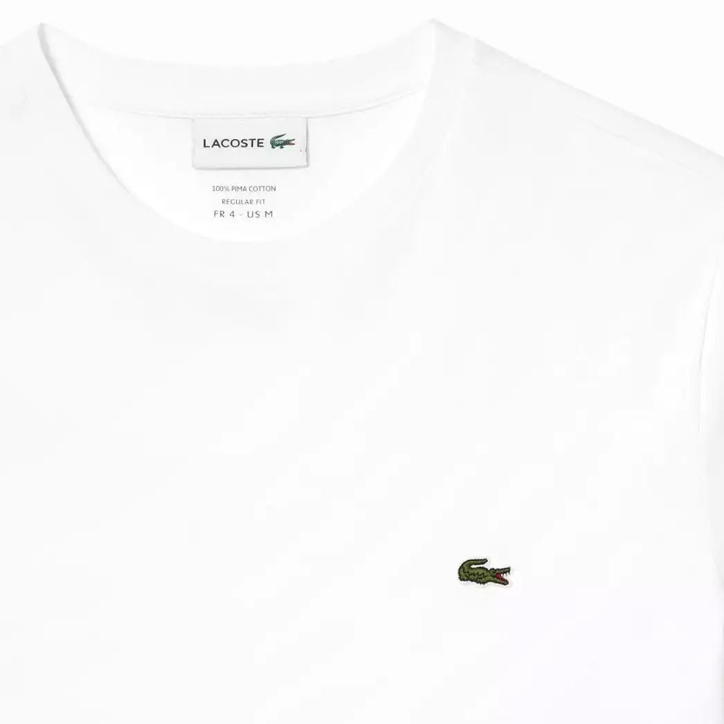 Lacoste Crew Neck Pima Cotton Jersey T Shirt (White) TH6709-51