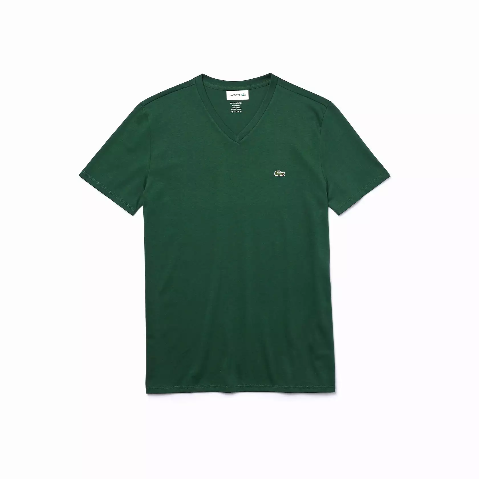 Lacoste V-Neck Pima Cotton Tee In Green