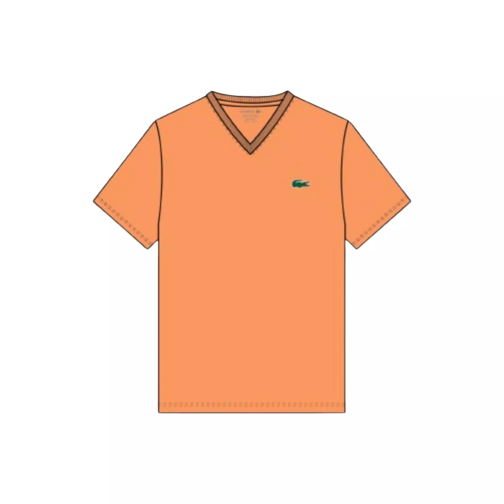 Lacoste V-Neck Pima Cotton Tee In Mandarin Orange