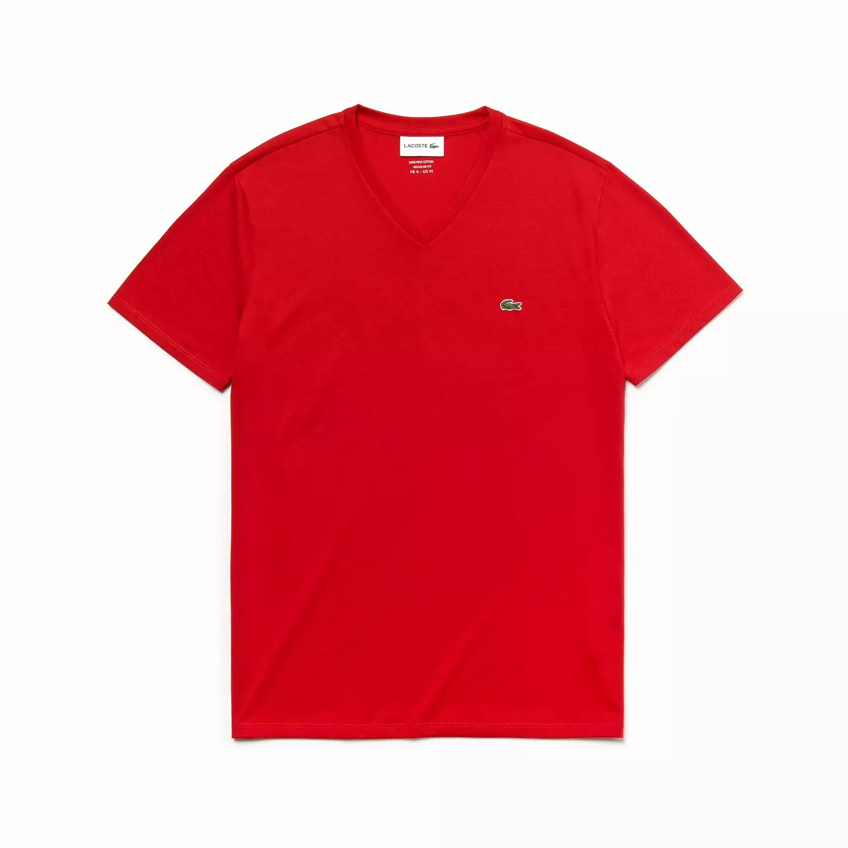 Lacoste V-Neck Pima Cotton Tee In Red