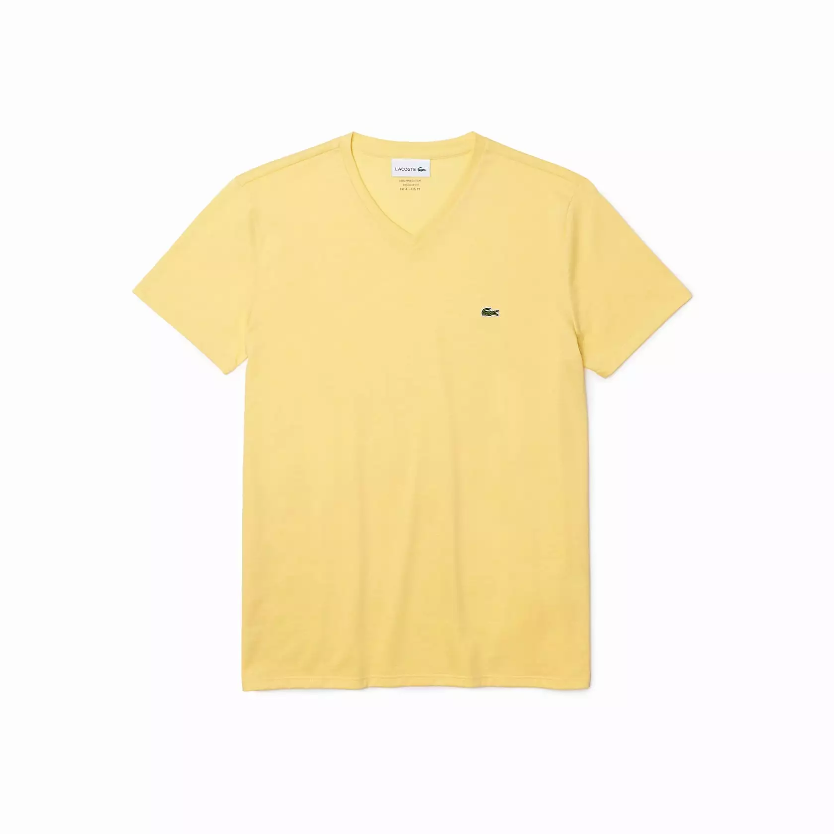 Lacoste V-Neck Pima Cotton Tee In Yellow