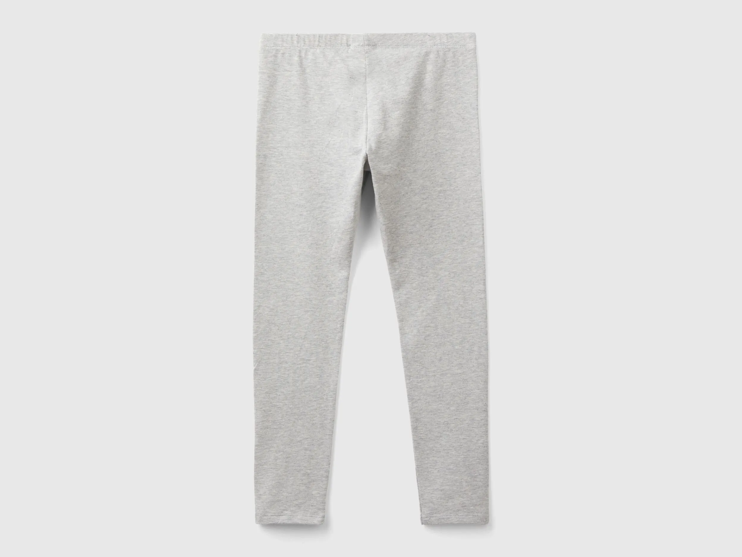 Leggings in stretch cotton with logo - Light Gray | Benetton