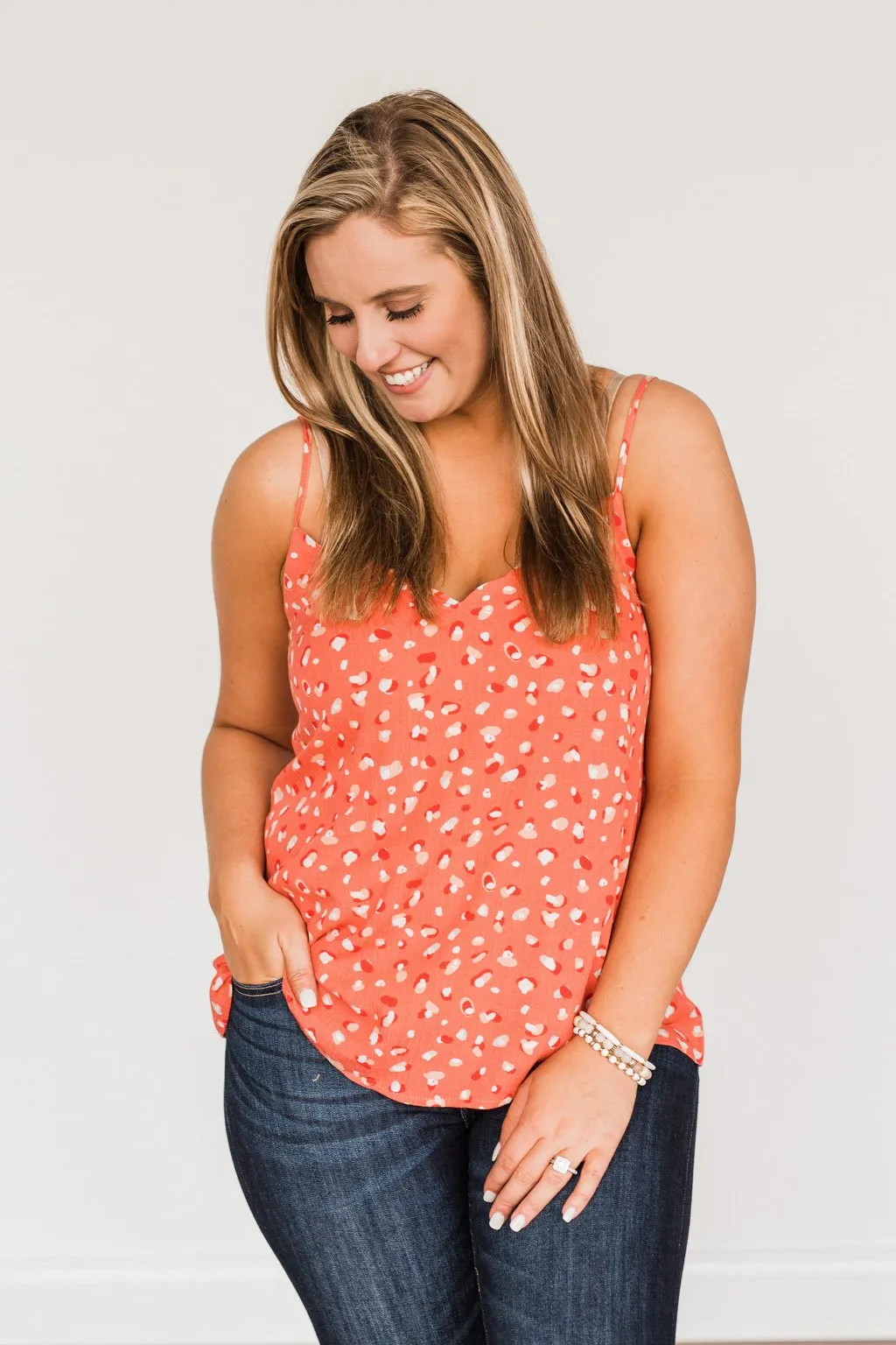 Let Your Love Show Printed Tank Top- Deep Coral