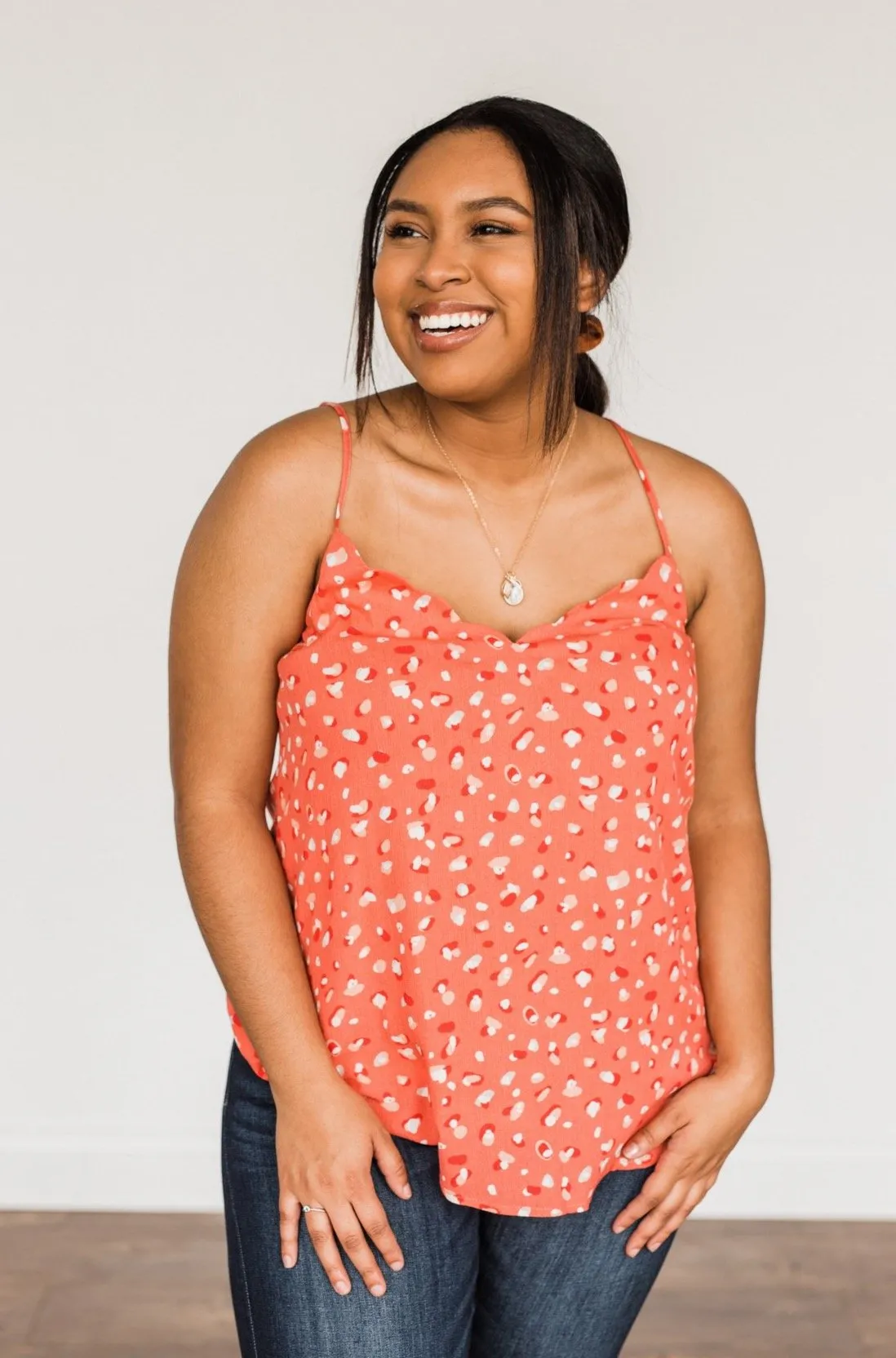 Let Your Love Show Printed Tank Top- Deep Coral