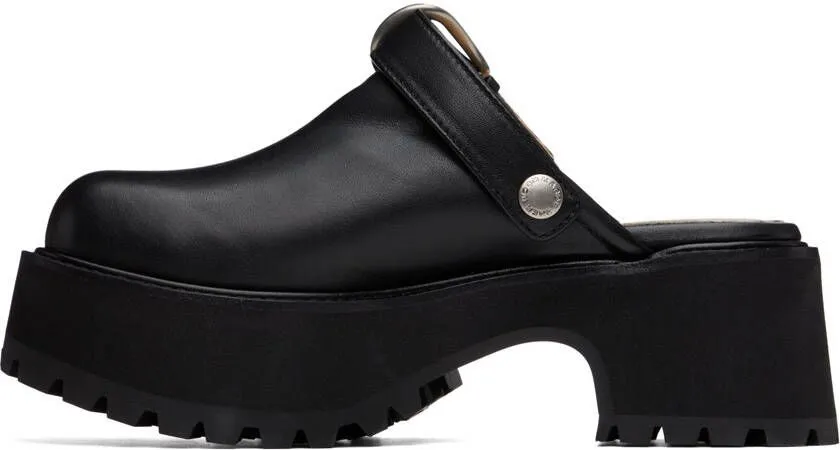 Marge Sherwood Black Leather 70s Clogs