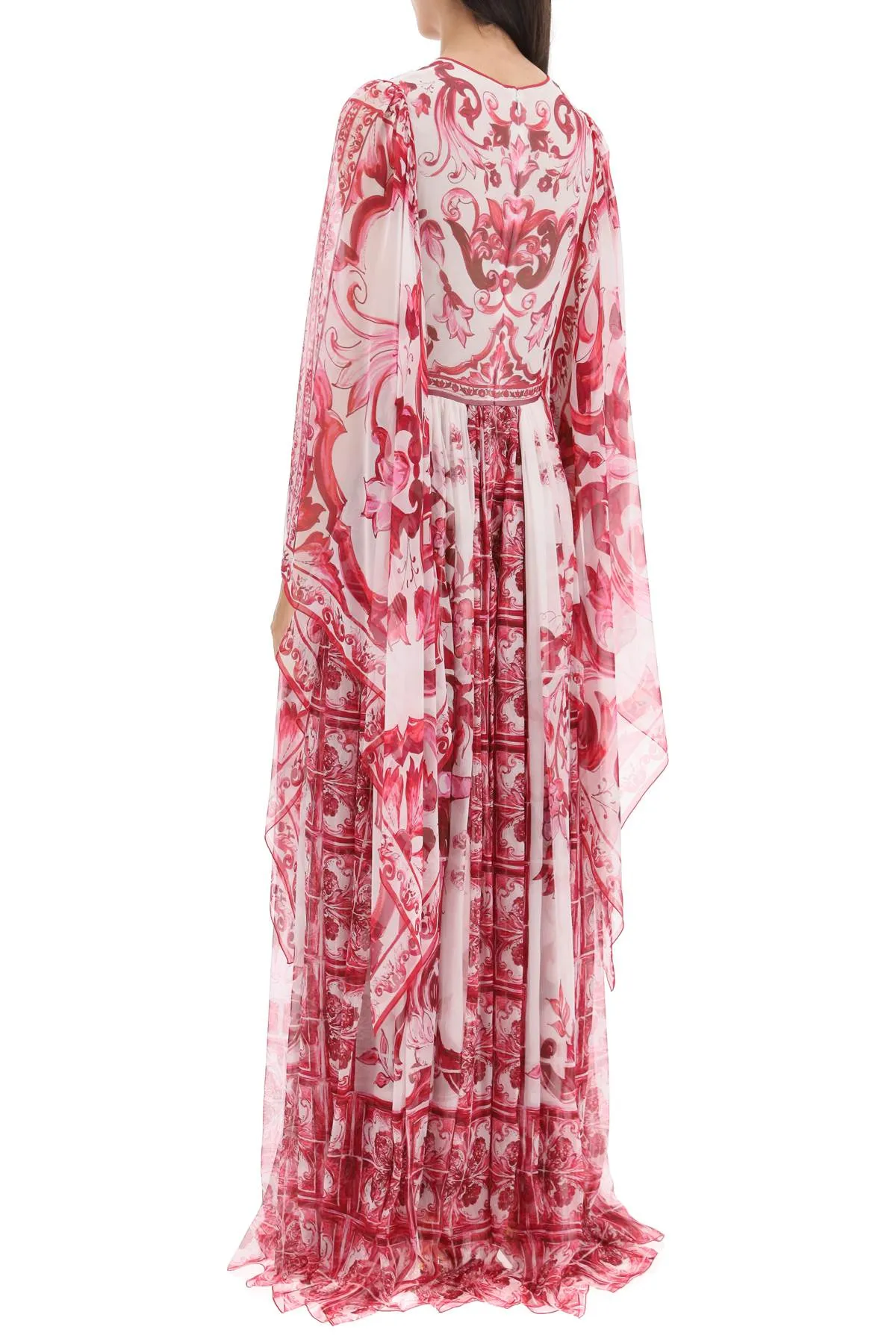 Maxi Dress In Chiffon With 'Maiolica' Pattern