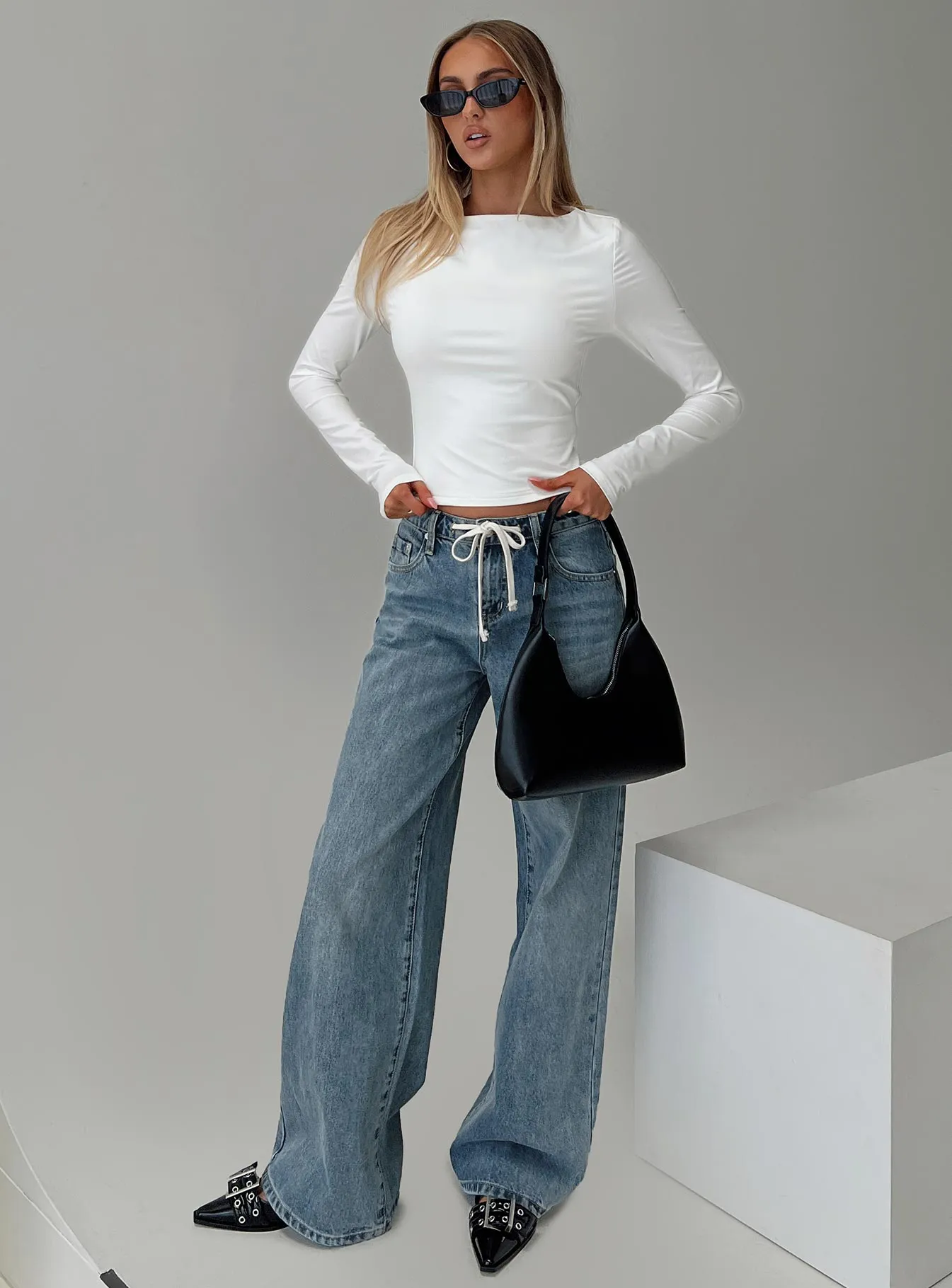 Mellowed Out Slouchy Jeans Mid Blue