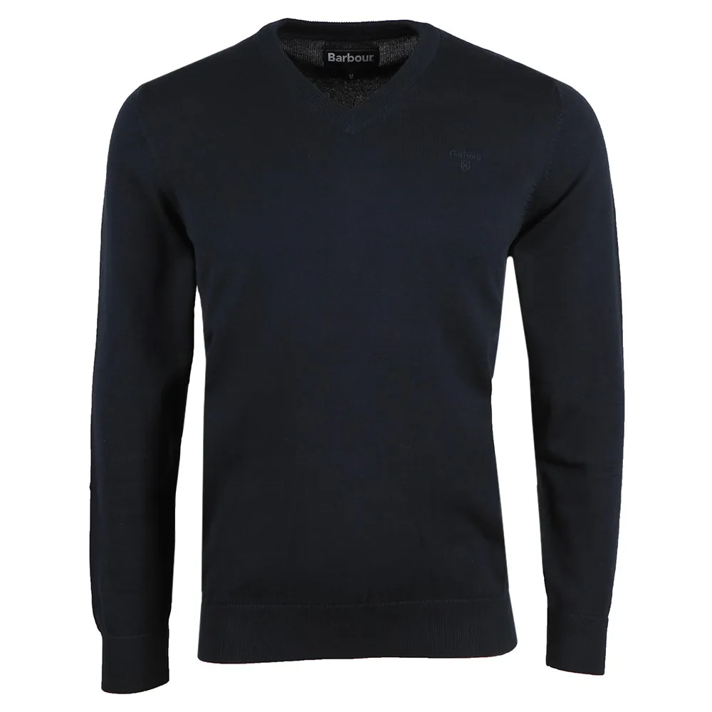 Mens Blue Pima Cotton V Neck Jumper