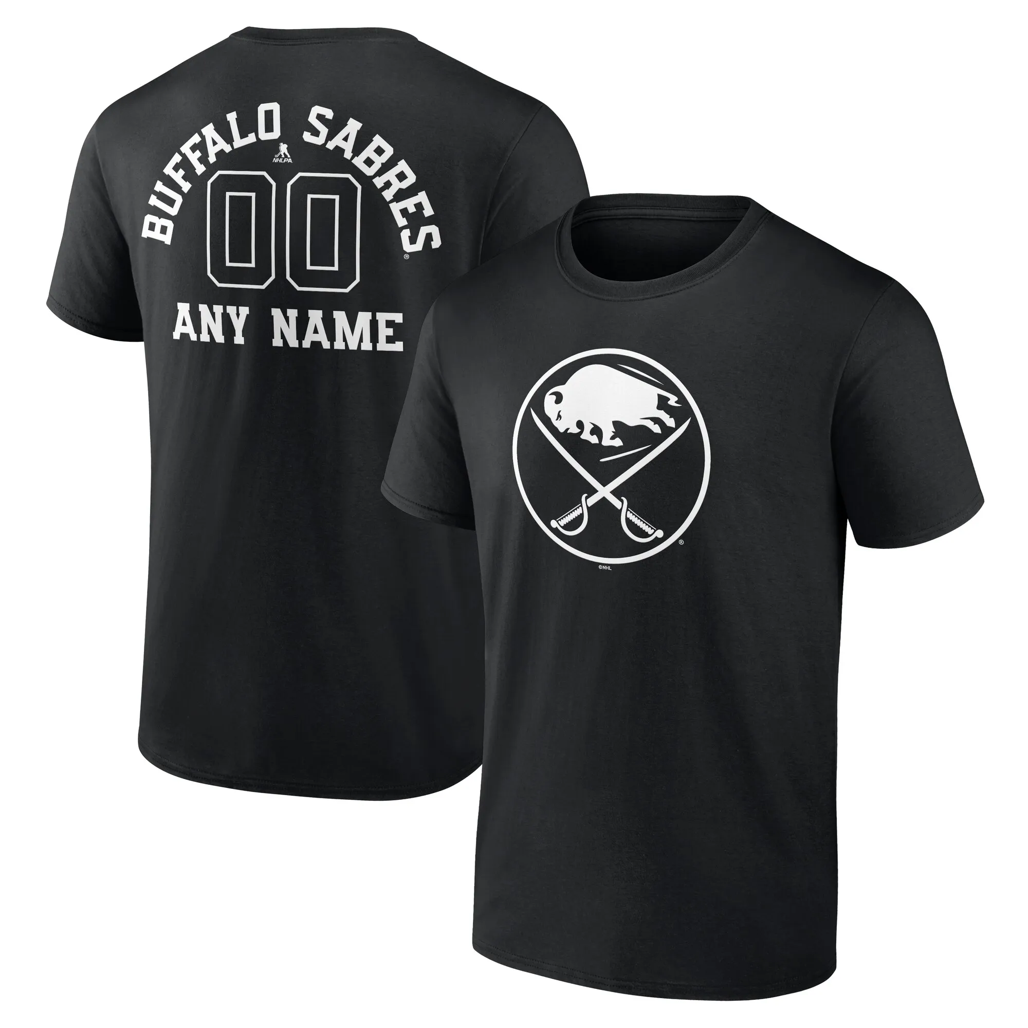 Men's Buffalo Sabres Black Personalized Name & Number Monochrome T-Shirt