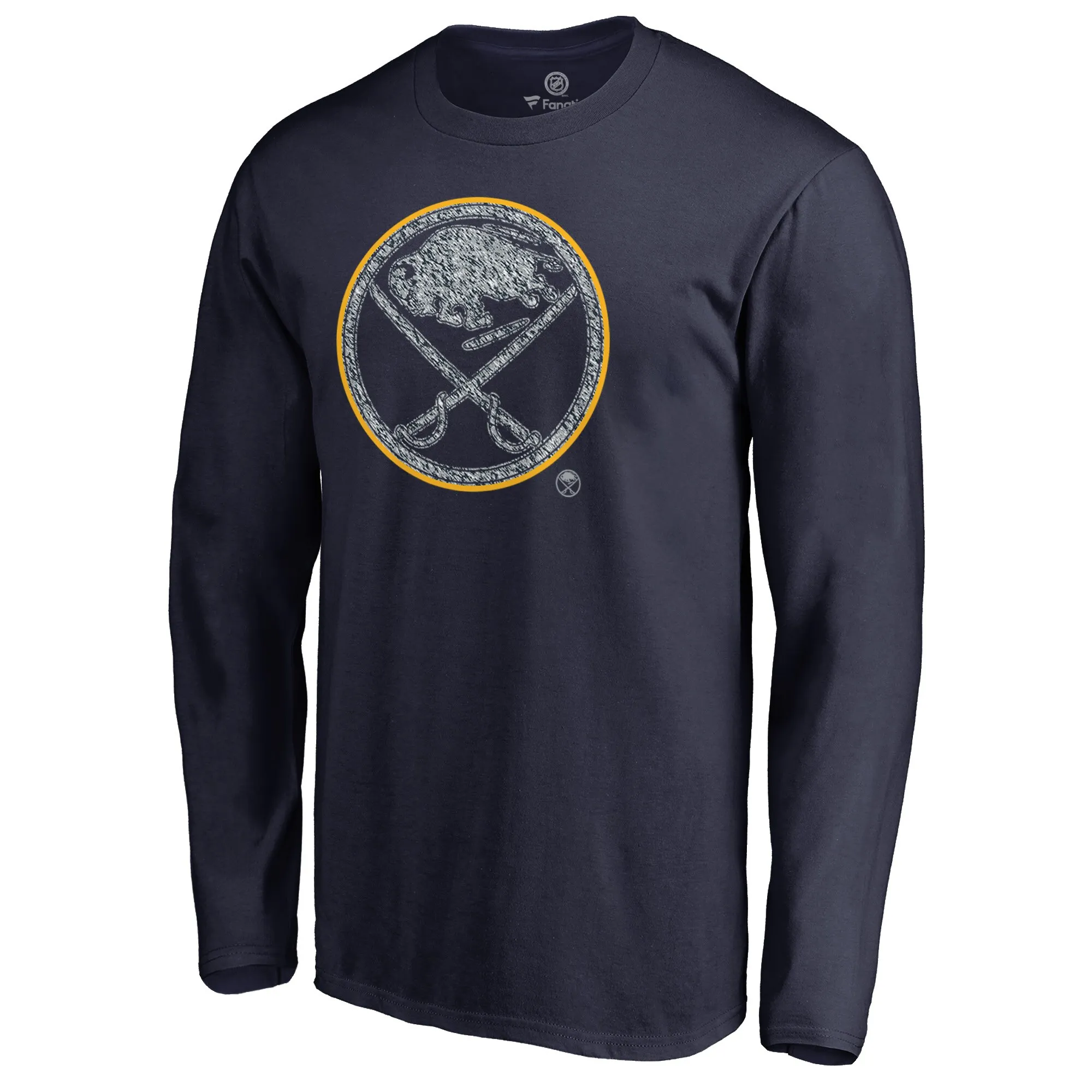 Men's Buffalo Sabres Navy Static Logo Long Sleeve T-Shirt