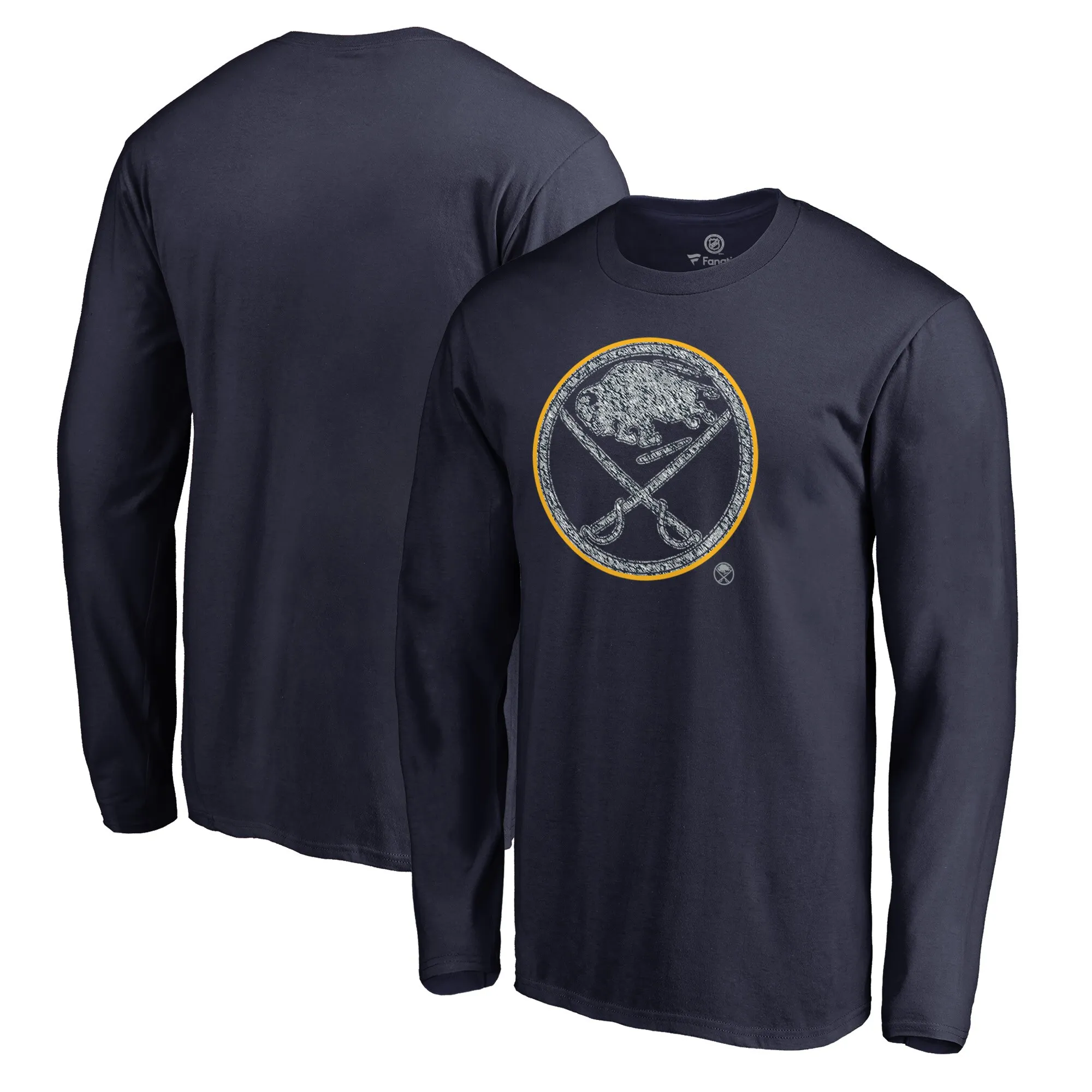 Men's Buffalo Sabres Navy Static Logo Long Sleeve T-Shirt