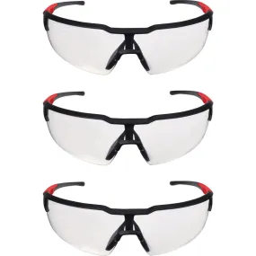 Milwaukee Milwaukee Red & Black Frame Safety Glasses with Clear Anti-Scratch Lenses (3-Pack)