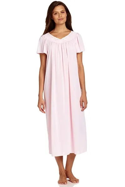 Miss Elaine Tricot Long Flutter-Sleeve Nightgown