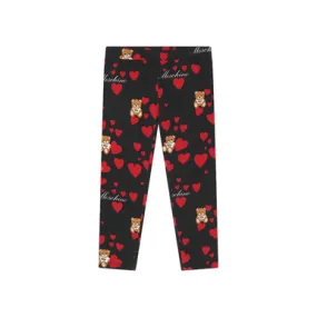 Moschino Girl Allover Bear Heart Printed Leggings