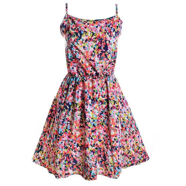 New Women's Floral Sleeveless Chiffon Beach Straps Mini Dress SM6