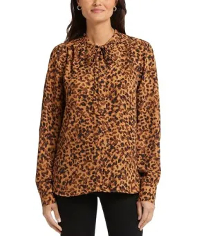 NYDJ Printed Tie Neck Blouse