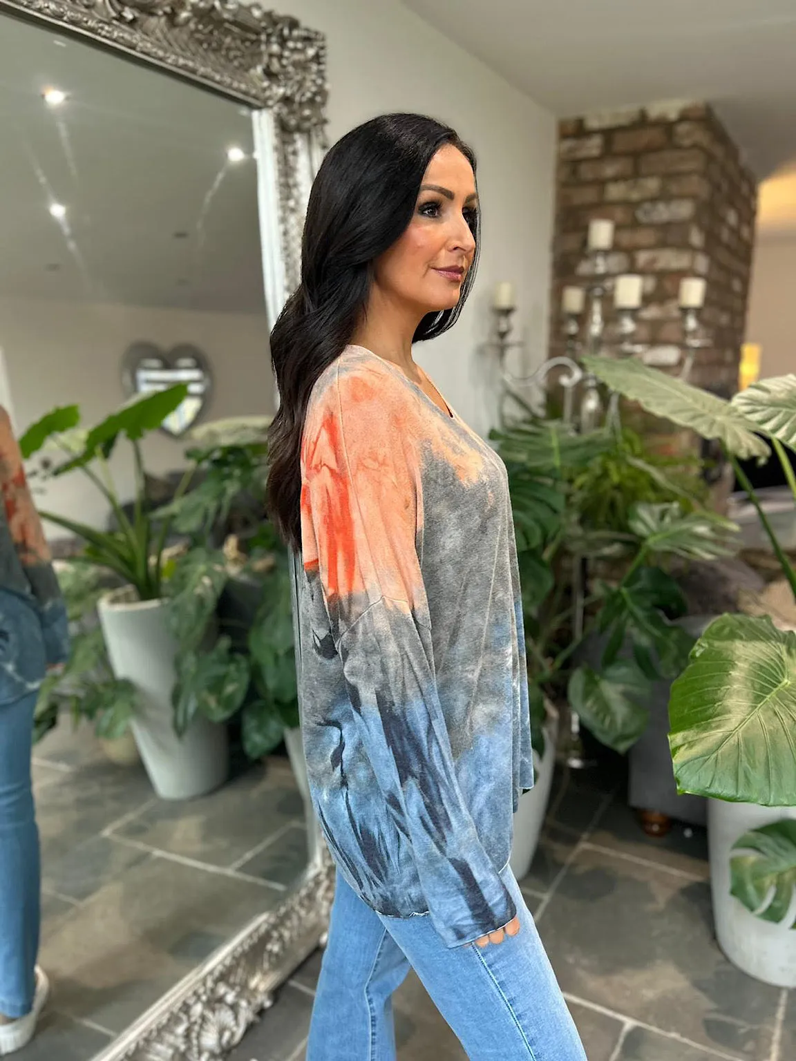 Orange Multi Tone Tie Dye Top Sandra