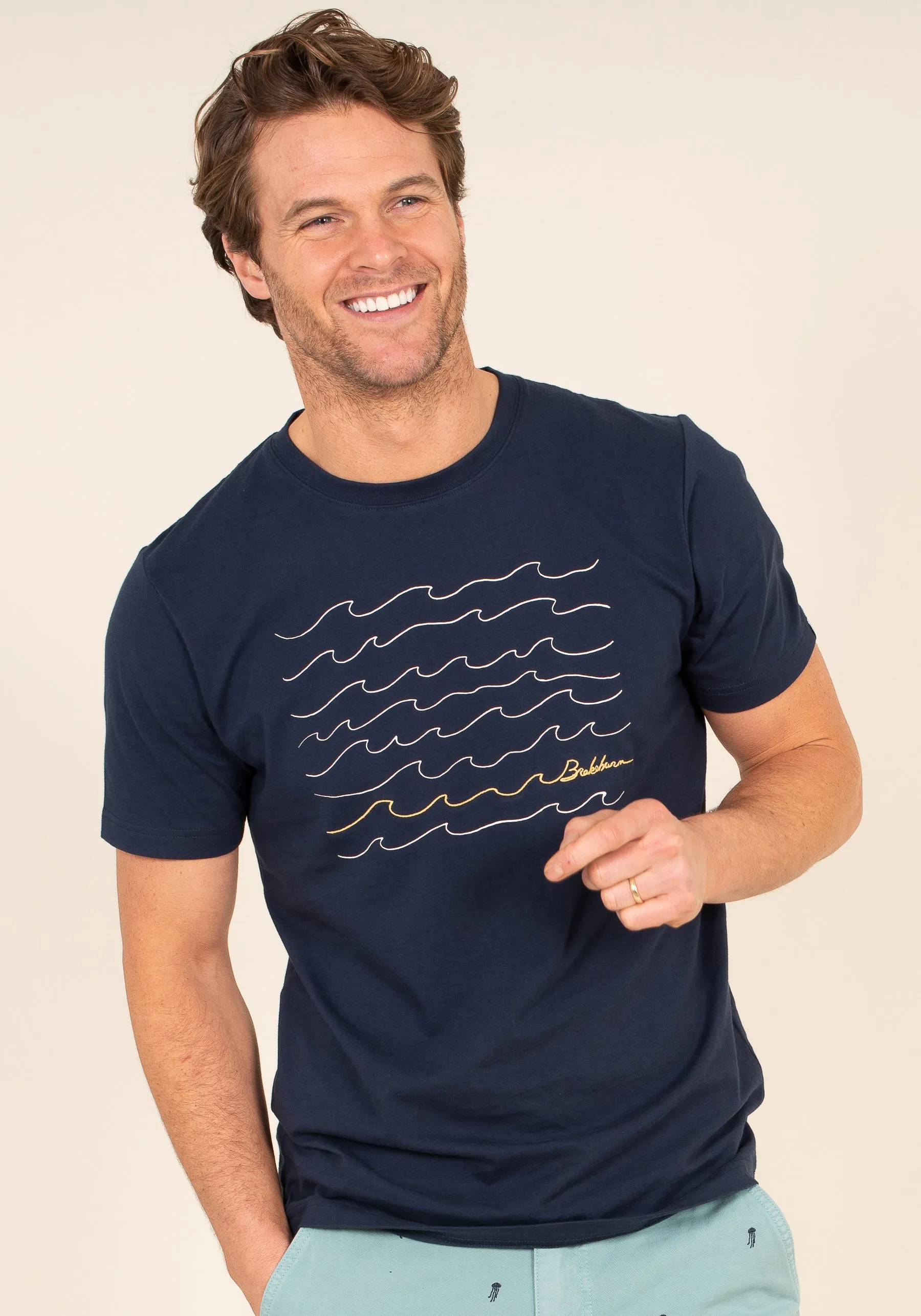 Organic Cotton Embroidered Waves T-Shirt