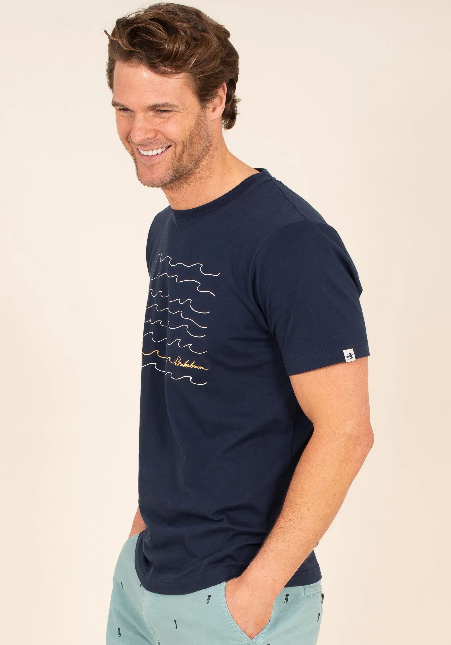 Organic Cotton Embroidered Waves T-Shirt