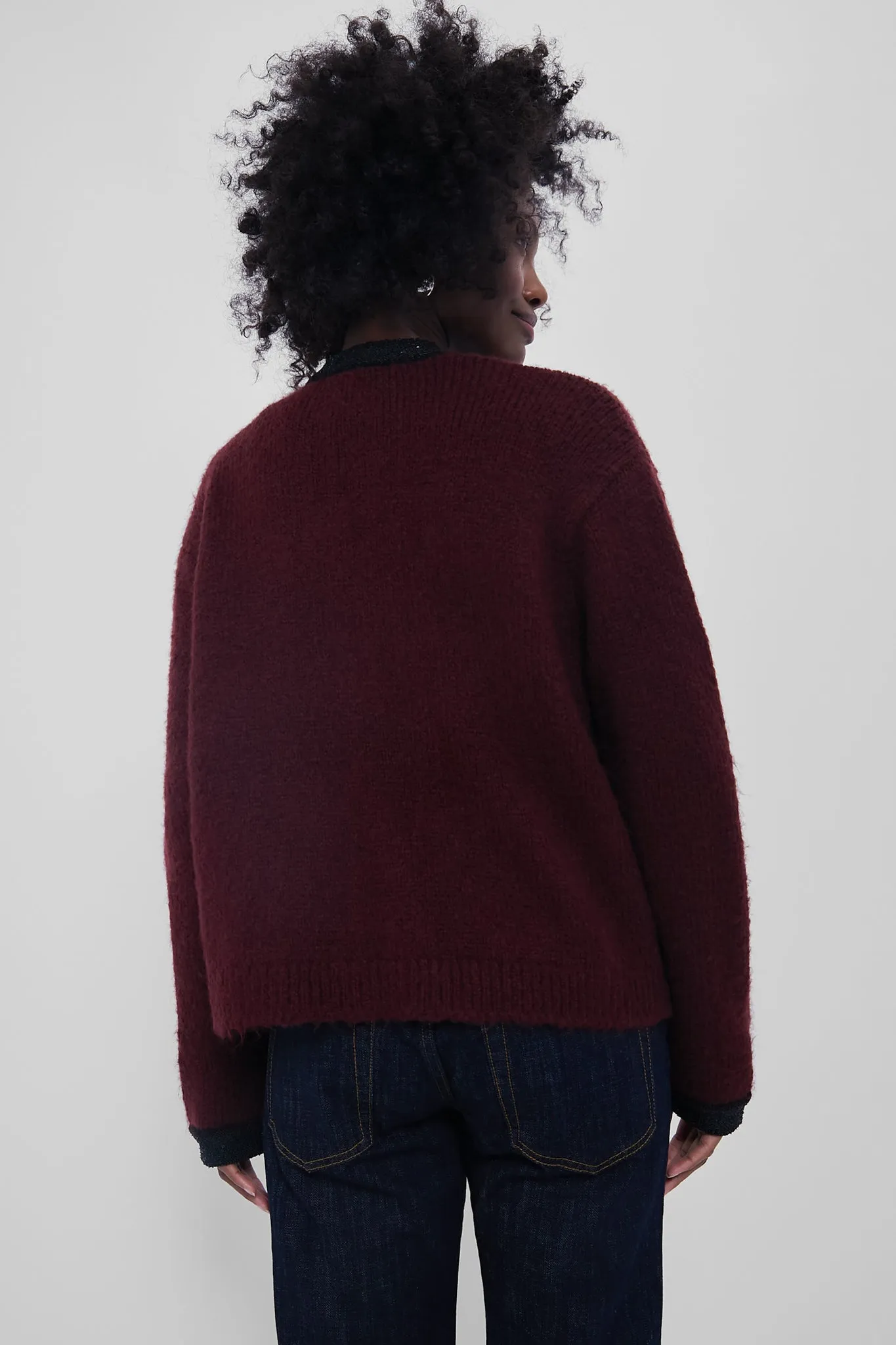 Oxblood Boucle Fallon Cardigan