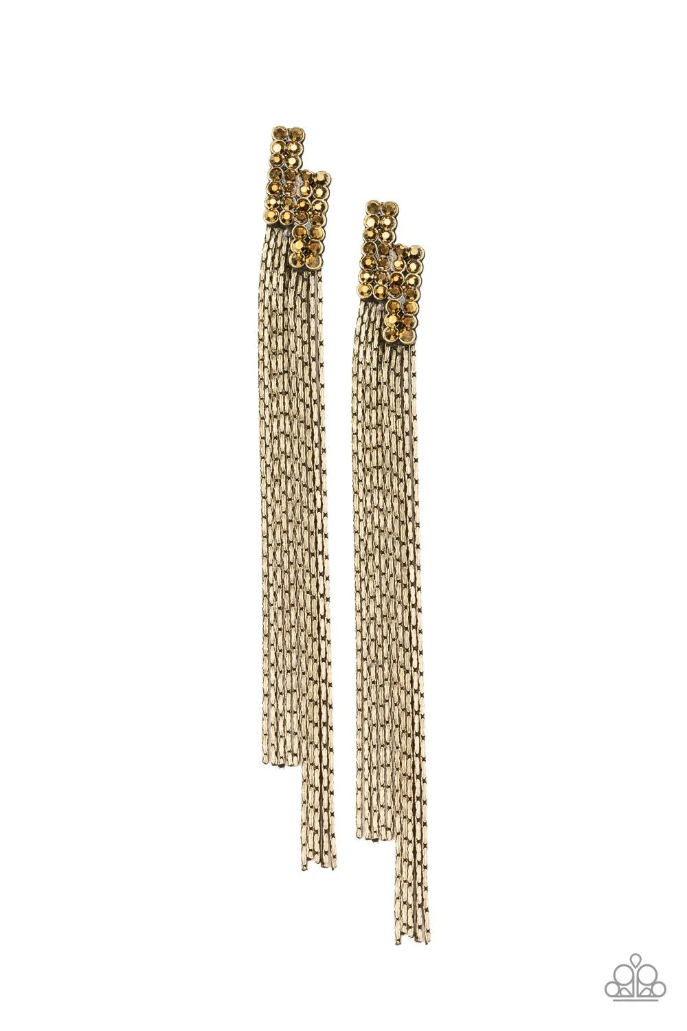 Paparazzi Radio Waves - Brass fringe Aurum Earrings