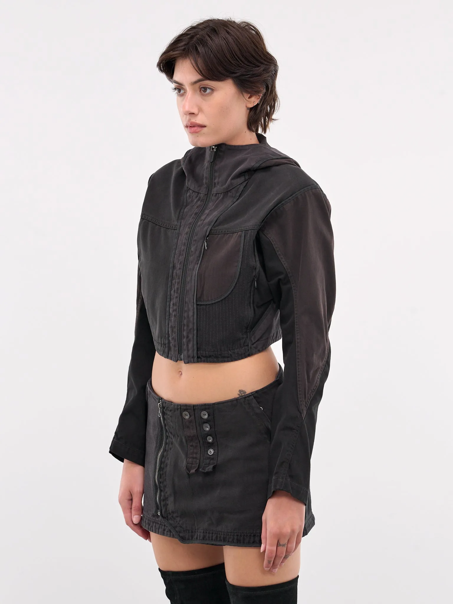 Patchwork Crop Jacket (JK13ST-STONE)