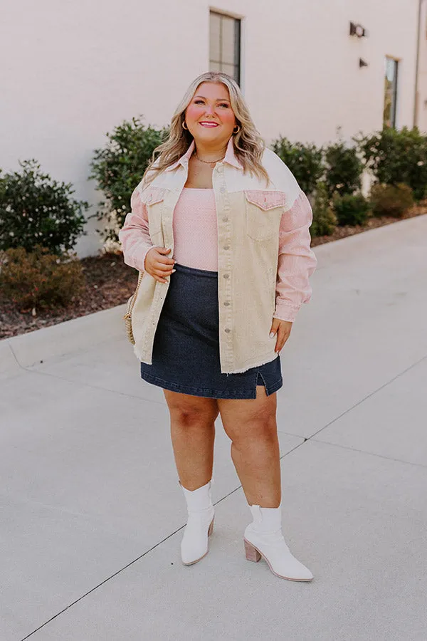 Plain And Simple Denim Jacket in Beige Curves