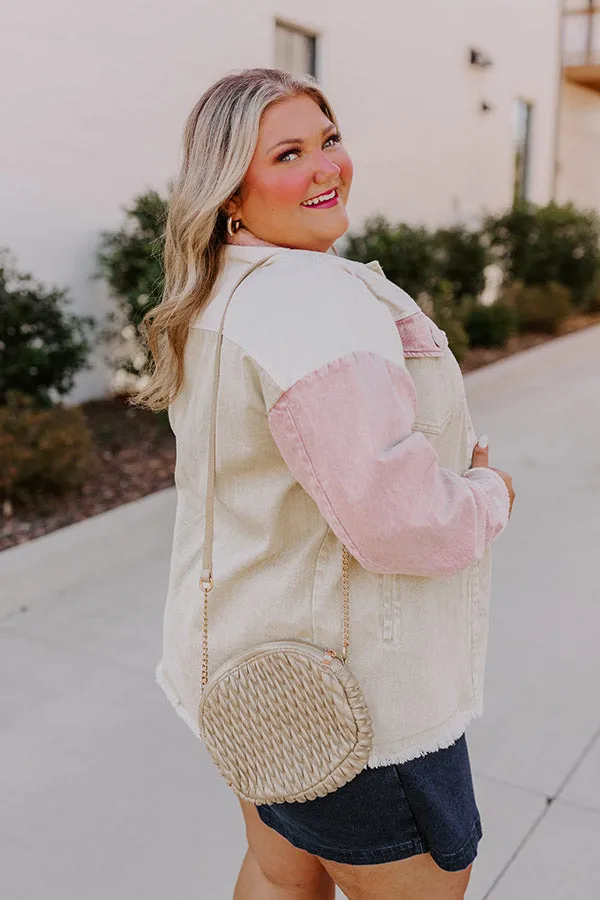 Plain And Simple Denim Jacket in Beige Curves