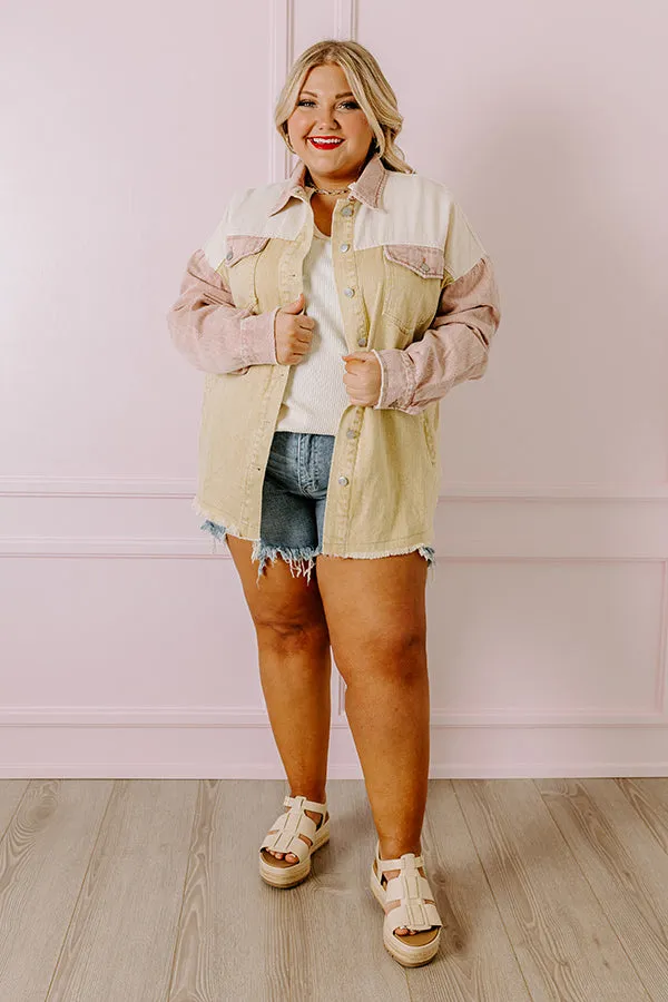 Plain And Simple Denim Jacket in Beige Curves