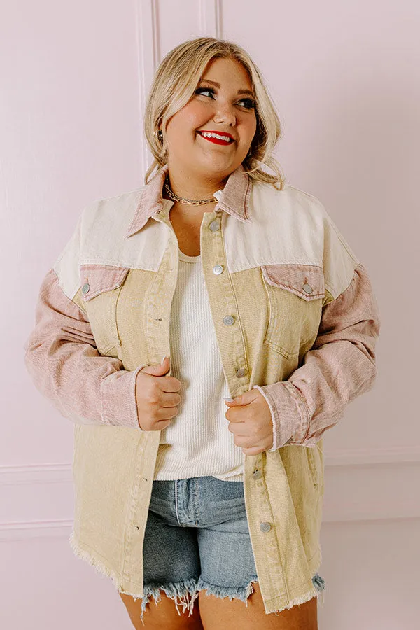 Plain And Simple Denim Jacket in Beige Curves