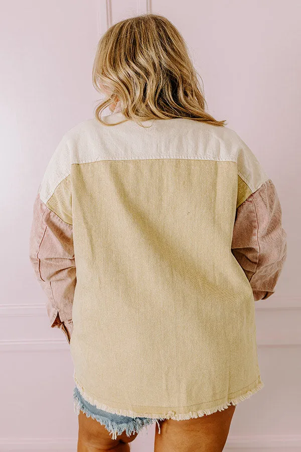 Plain And Simple Denim Jacket in Beige Curves