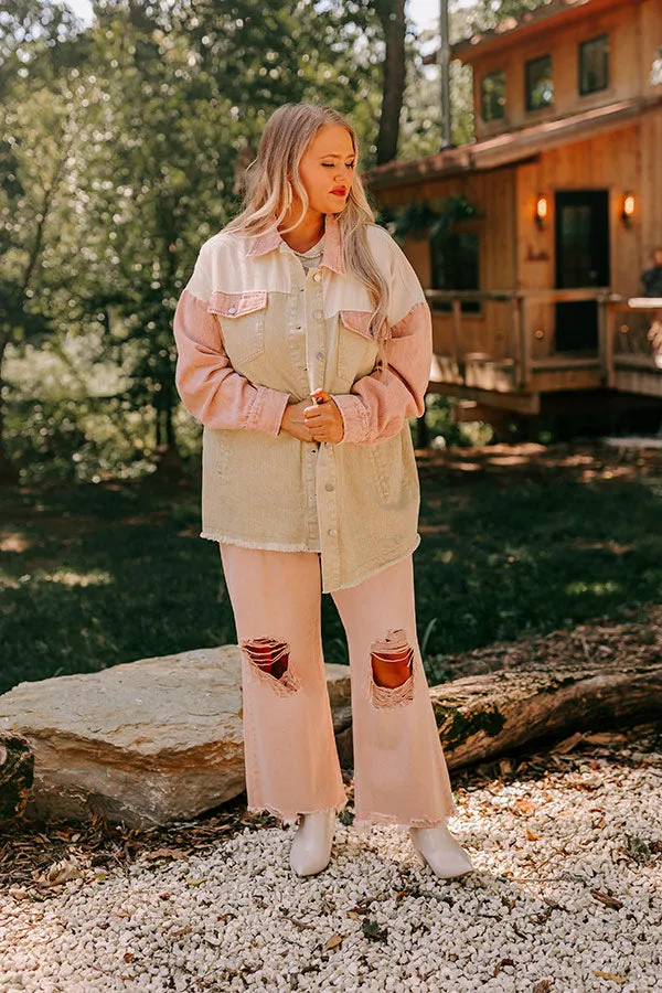 Plain And Simple Denim Jacket in Beige Curves