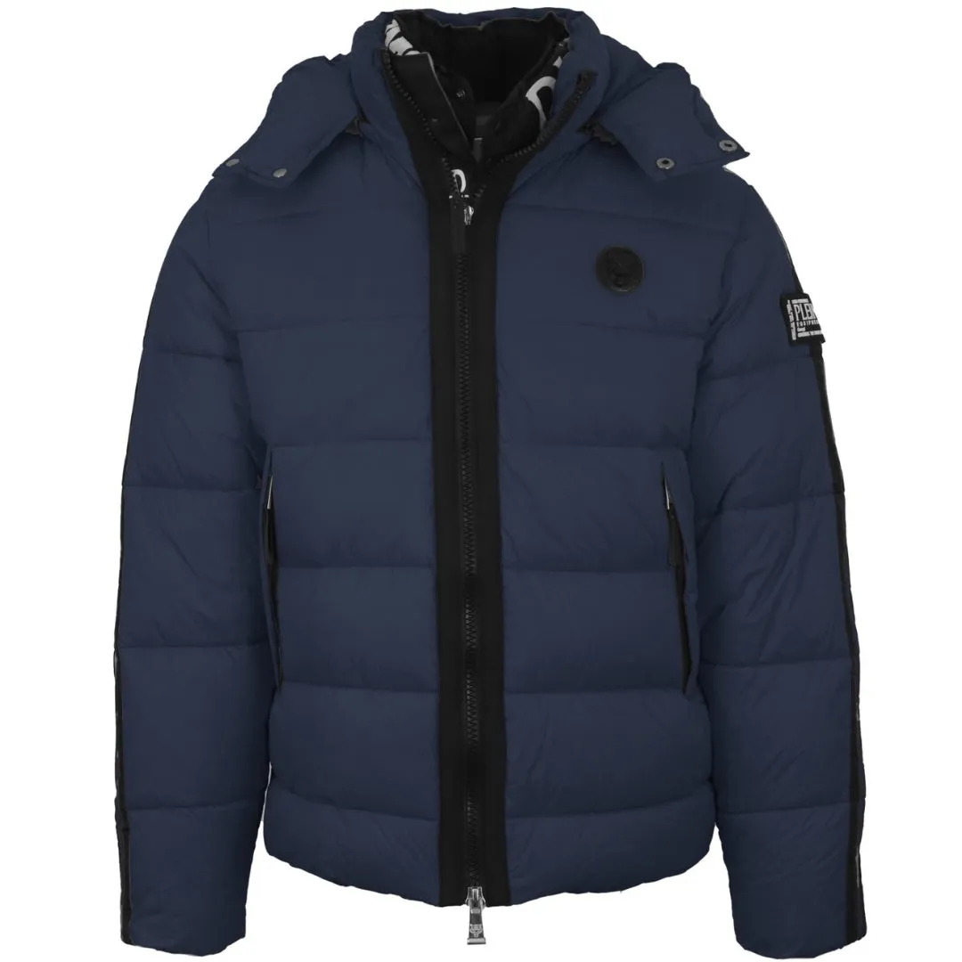 Plein Sport Padded Small Circular Logo Navy Blue Jacket