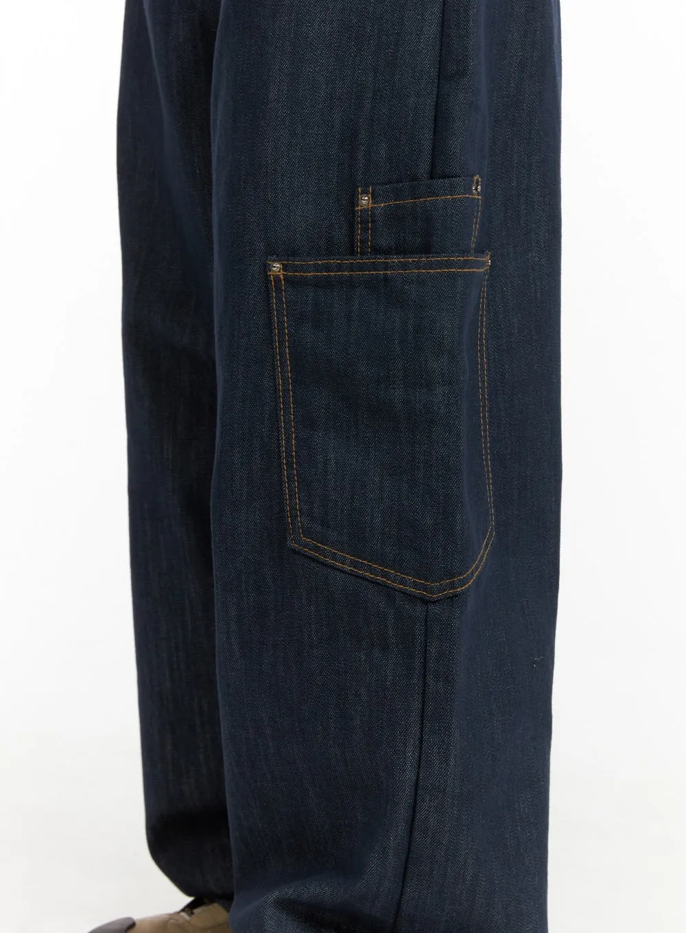 Pocketed Denim Wide Leg Jeans CF423