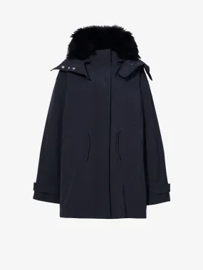 Proenza Schouler Wilder Coat in Stretch Nylon with Shearling Lining - Black