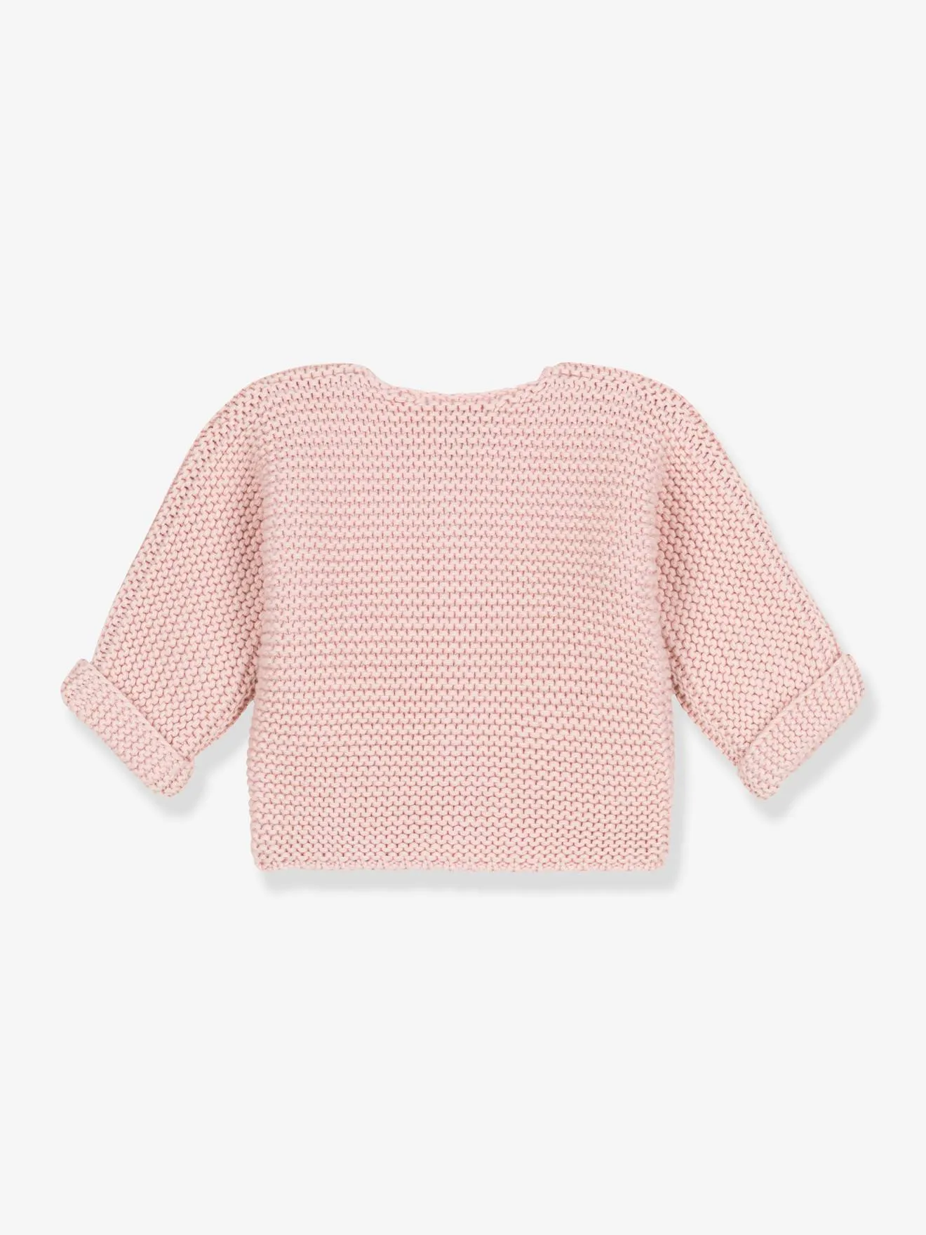 Purl Stitch Cardigan for Babies in Organic Cotton by Petit Bateau - rose