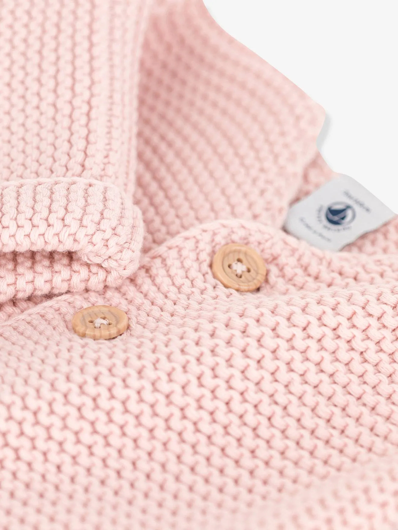 Purl Stitch Cardigan for Babies in Organic Cotton by Petit Bateau - rose