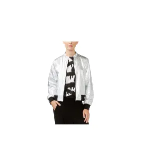 Rachel Roy Womens Metallic Bomber Jacket