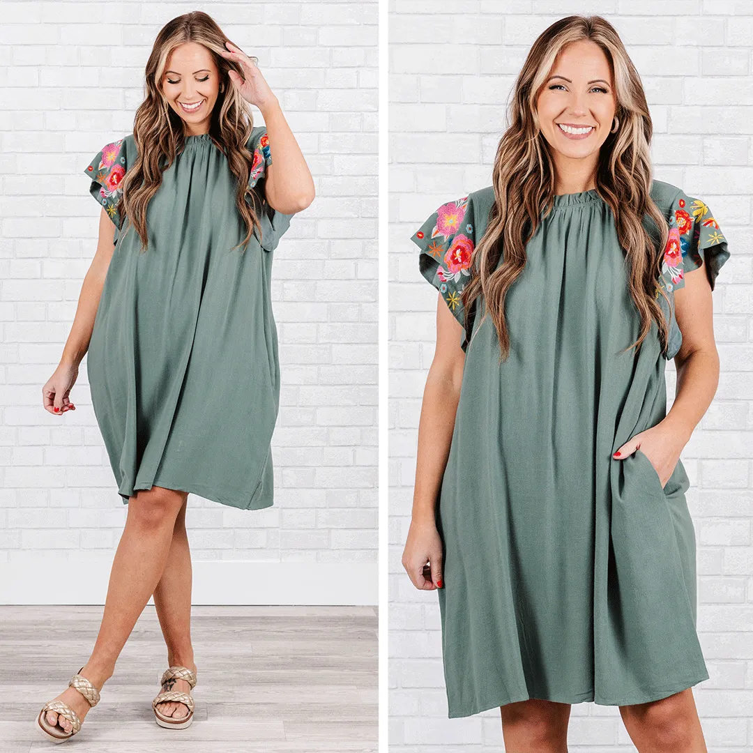 Radiant Glow Dress, Sage