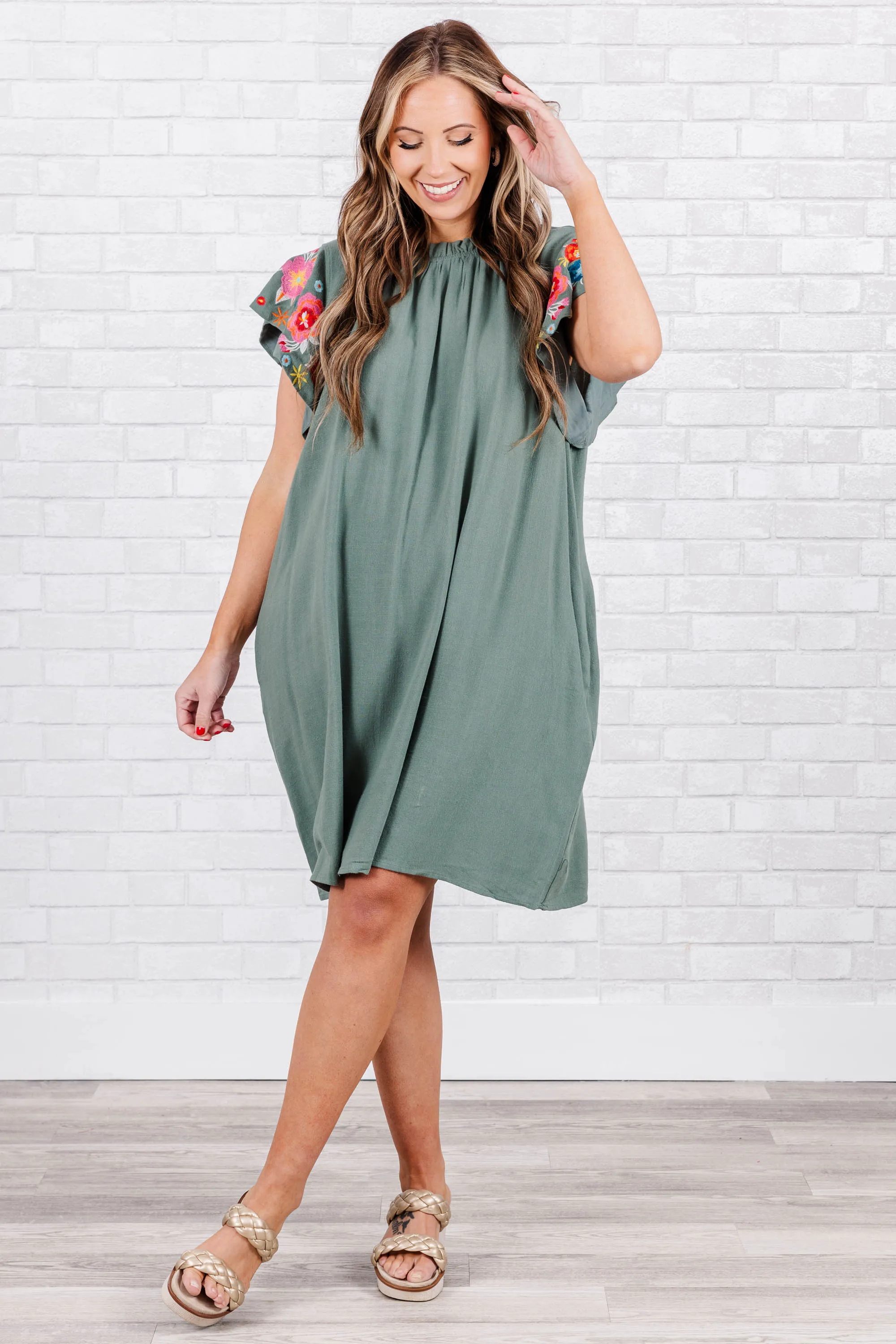 Radiant Glow Dress, Sage