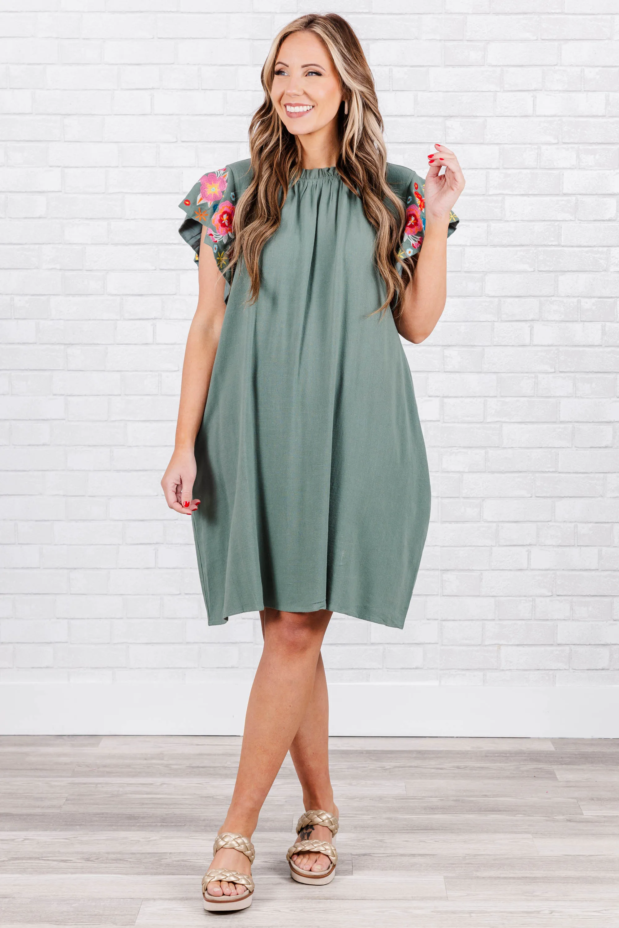 Radiant Glow Dress, Sage