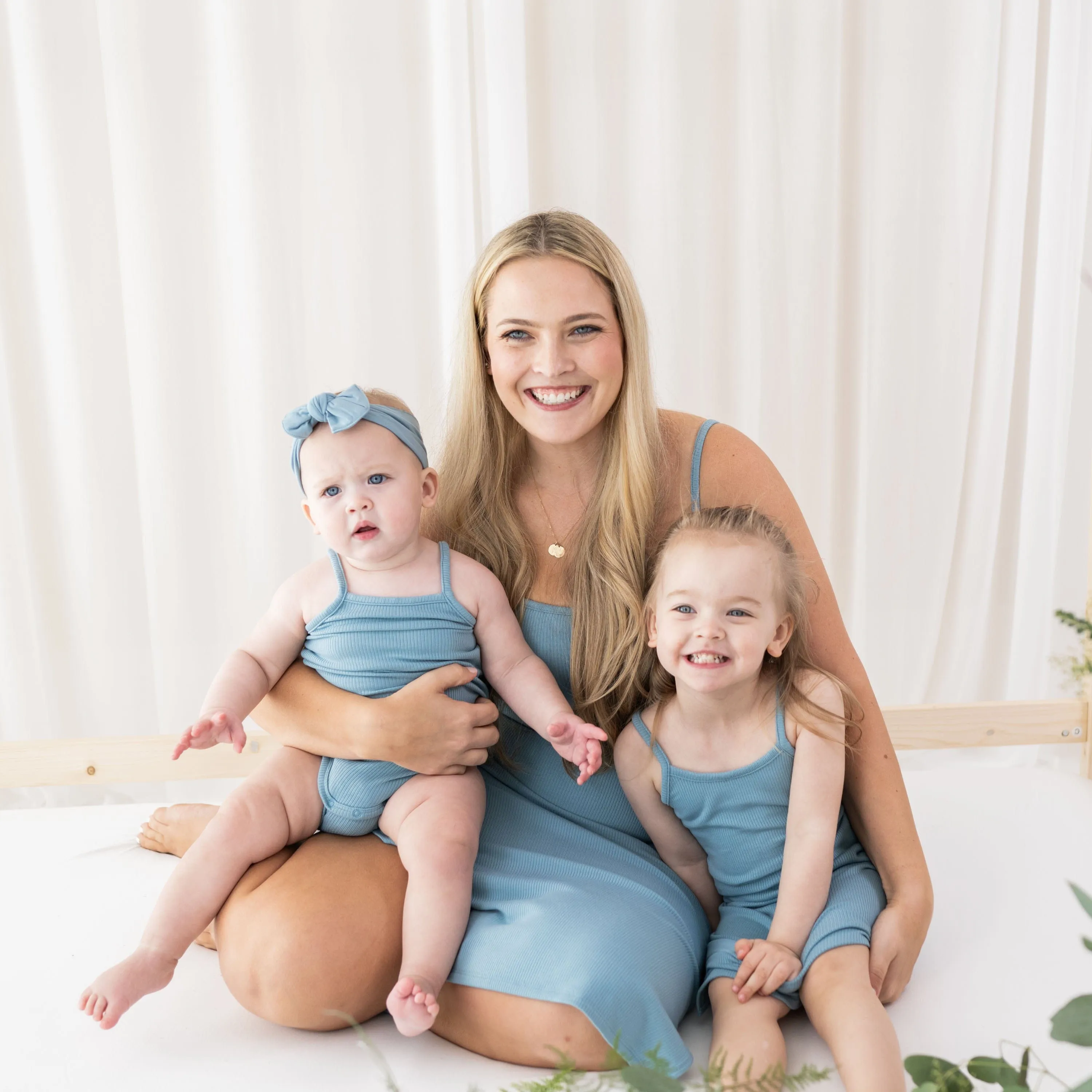 Ribbed Toddler Cami Dress in Dusty Blue