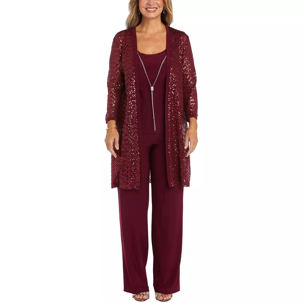 R&M Richards Womens Mesh 4PC Pant Suit